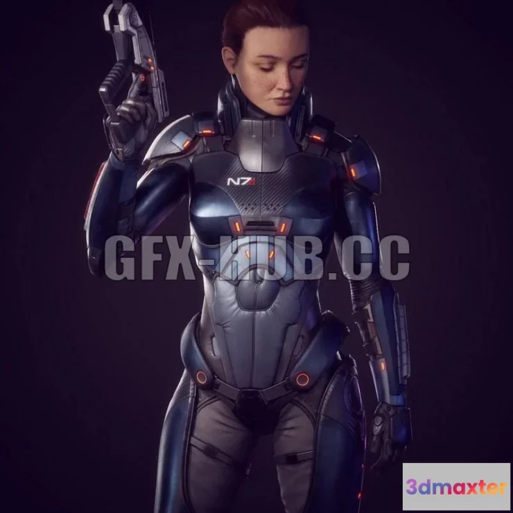 1187306 - PBR Game 3D Model - N7 Soldier Mass Effect Fan Art