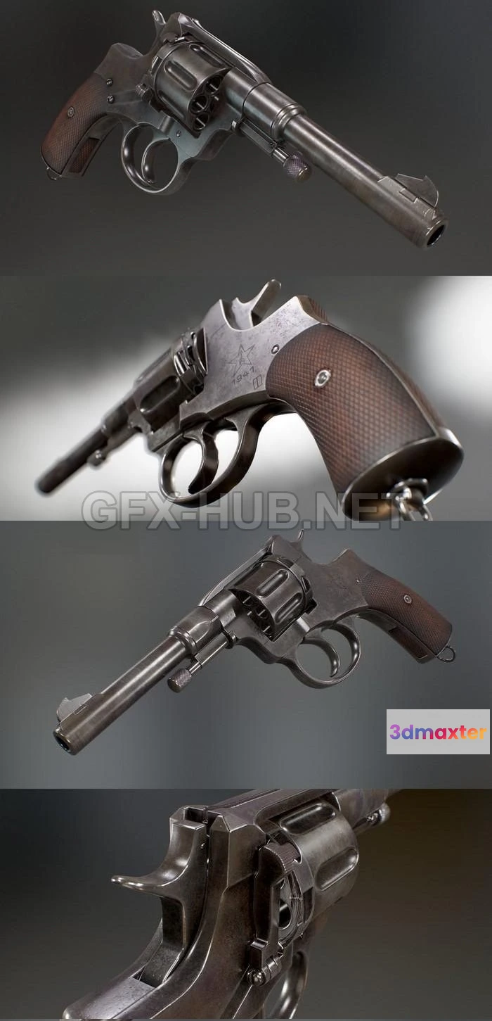 1187312 - PBR Game 3D Model - Nagant Revolver 1941