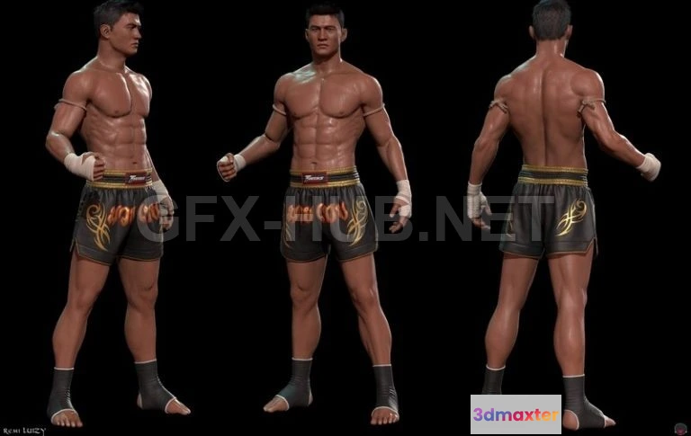 1187320 - PBR Game 3D Model - Nak Muay - Muay Thai Male Fighter