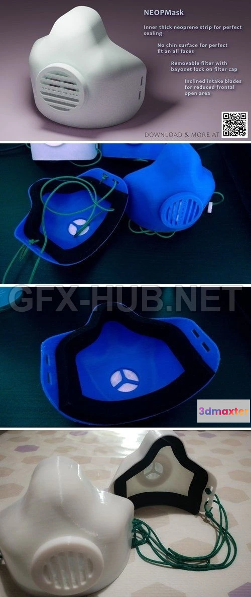 1187372 - PBR Game 3D Model - NEOPMask - 3D Printable mask with exchangeable filter - Base 3D print model