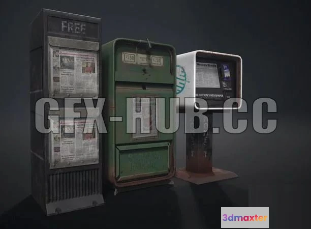 1187386 - PBR Game 3D Model - Newspaper boxes