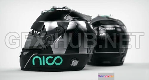 1187388 - PBR Game 3D Model - Nico Rosberg 2016 style Racing helmet