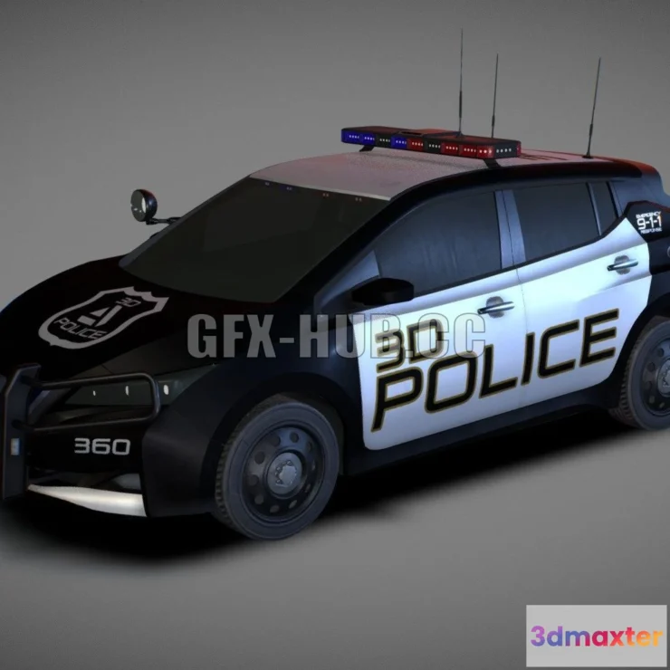 1187428 - PBR Game 3D Model - Nissan Leaf Police Car