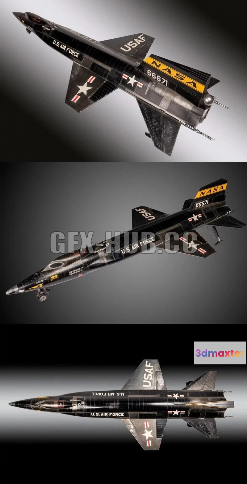 1187438 - PBR Game 3D Model - North American X-15 - Hypersonic Rocket-Powered Aircraft