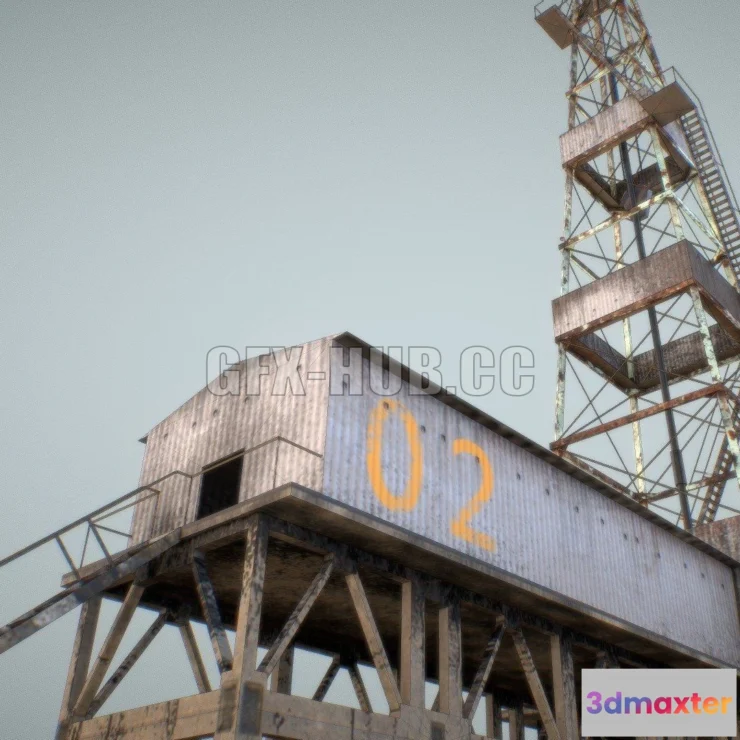 1187500 - PBR Game 3D Model - Oil Derrick