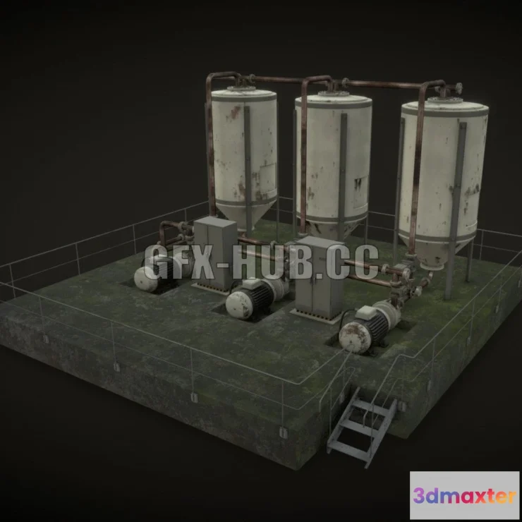 1187504 - PBR Game 3D Model - Oil Gaz Water Tank