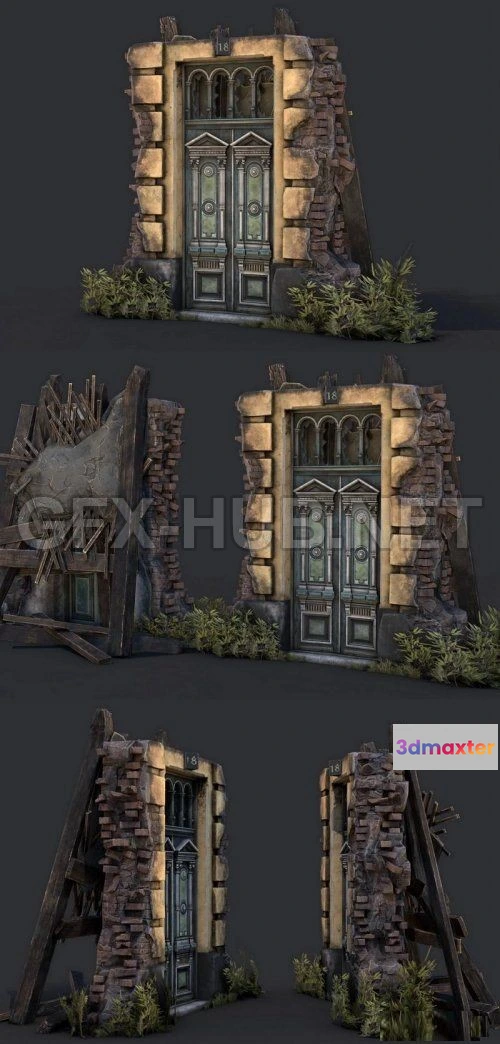 1187560 - PBR Game 3D Model - Old Door