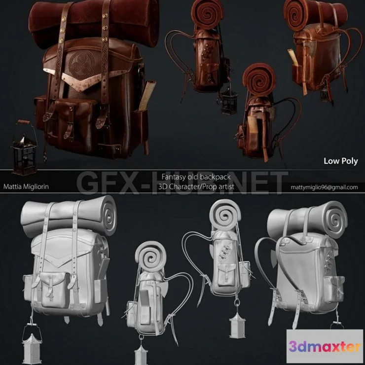 1187564 - PBR Game 3D Model - Old Fantasy Backpack