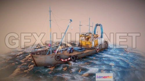 1187568 - PBR Game 3D Model - Old Fishing Boat