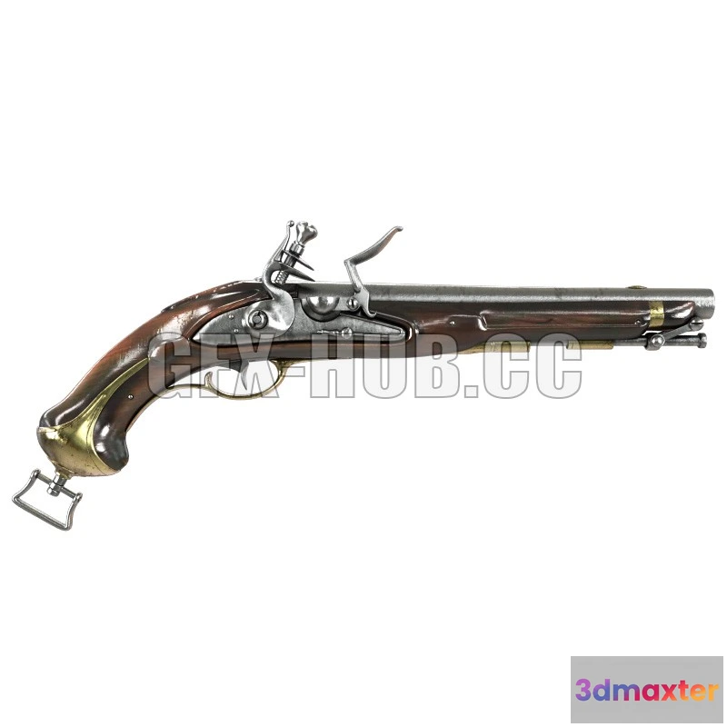 1187570 - PBR Game 3D Model - Old flintlock pistols