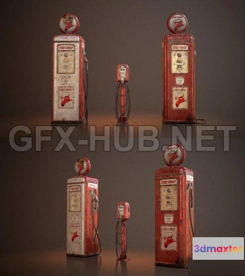 1187576 - PBR Game 3D Model - Old Gas And Air Pumps