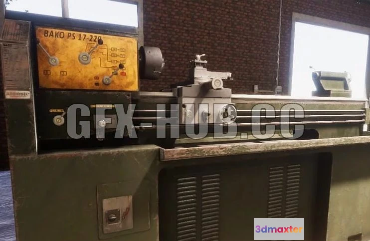 1187598 - PBR Game 3D Model - Old Lathe