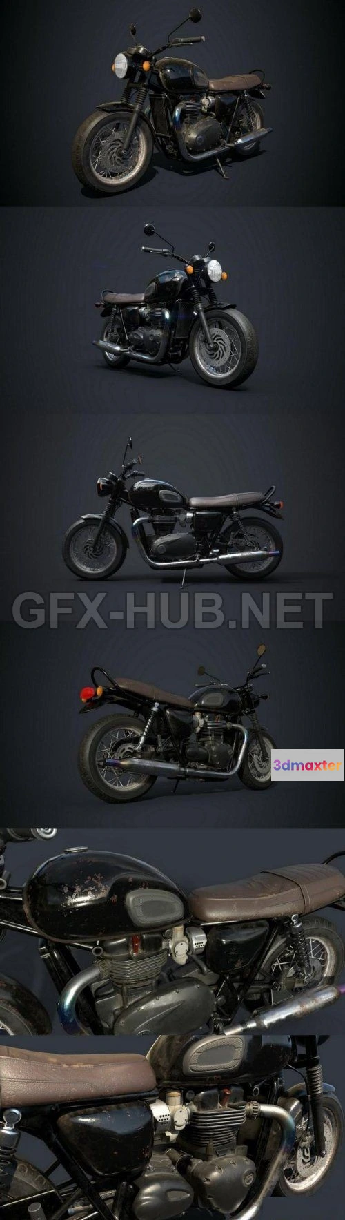 1187616 - PBR Game 3D Model - Old motorbike