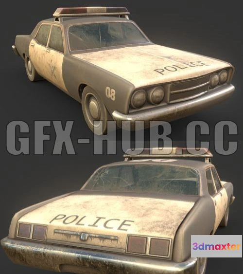 1187628 - PBR Game 3D Model - Old Police Car PBR