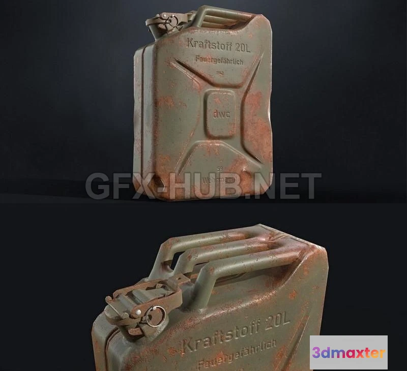 1187644 - PBR Game 3D Model - Old Rusty Jerrycan