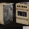 1187646 - PBR Game 3D Model - Old Rusty Stove