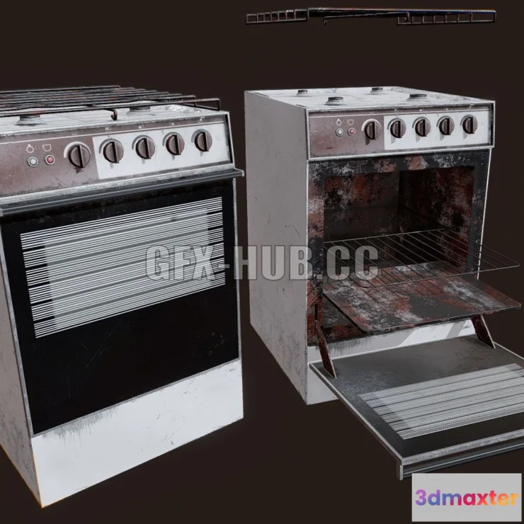 1187666 - PBR Game 3D Model - Old Stove