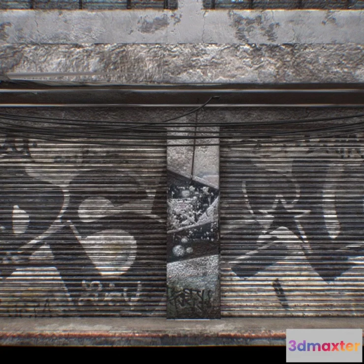 1187668 - PBR Game 3D Model - Old Street Building 01 Cyberpunk