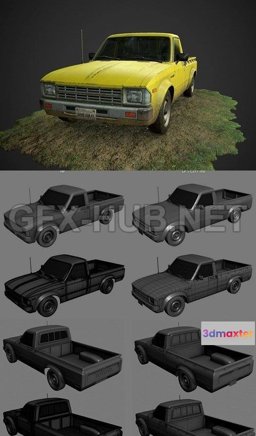 1187676 - PBR Game 3D Model - Old Toyota PickUP -