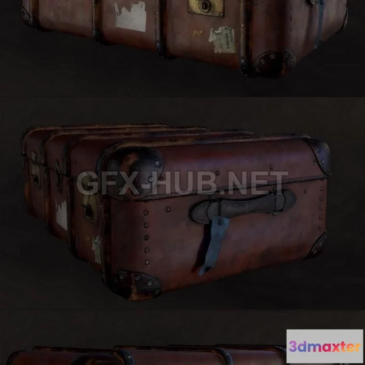 1187680 - PBR Game 3D Model - Old Travel Trunk