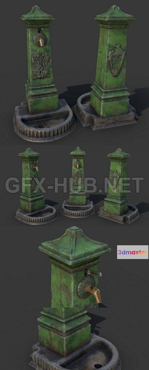 1187700 - PBR Game 3D Model - Old Water Fountain