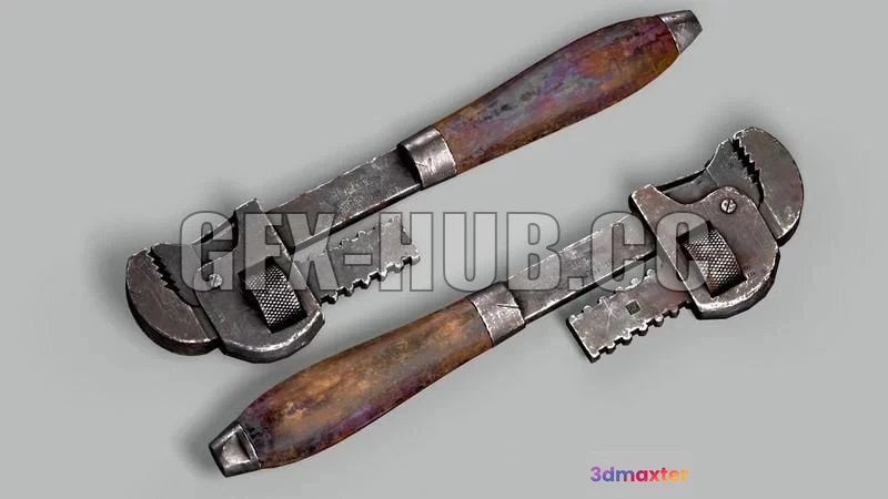 1187710 - PBR Game 3D Model - Old Wrench
