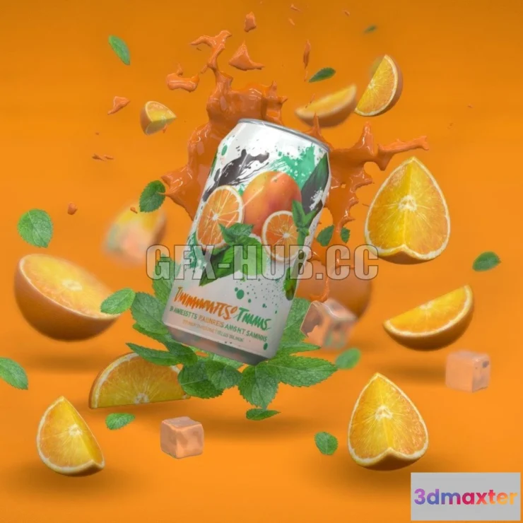 1187736 - PBR Game 3D Model - Orange Soda