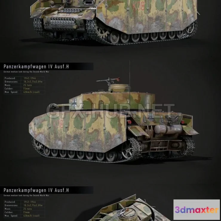 1187830 - PBR Game 3D Model - Panzerkampfwagen IV