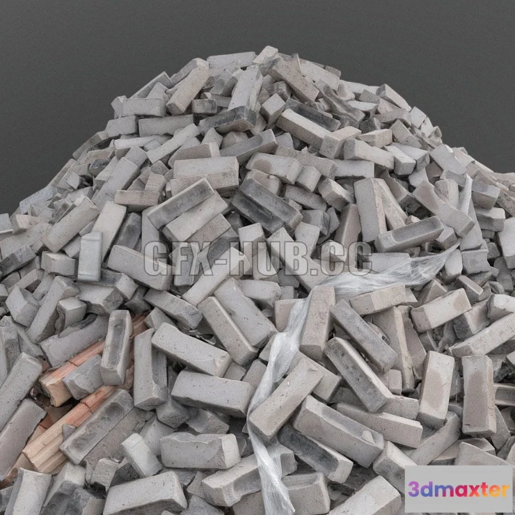 1187856 - PBR Game 3D Model - Pavement floor tiles pile