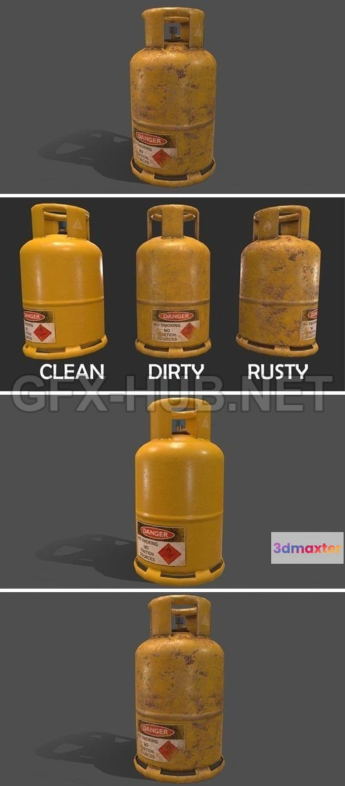 1187866 - PBR Game 3D Model - PBR Cooking Gas Cylinder
