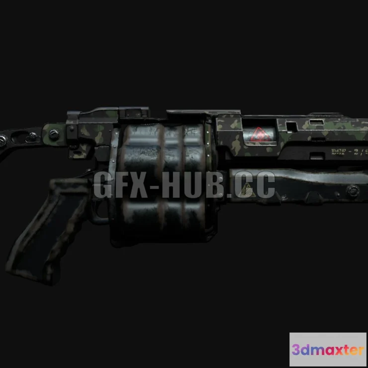1187876 - PBR Game 3D Model - PBR Grenade Launcher SI-Fi (DOOM)