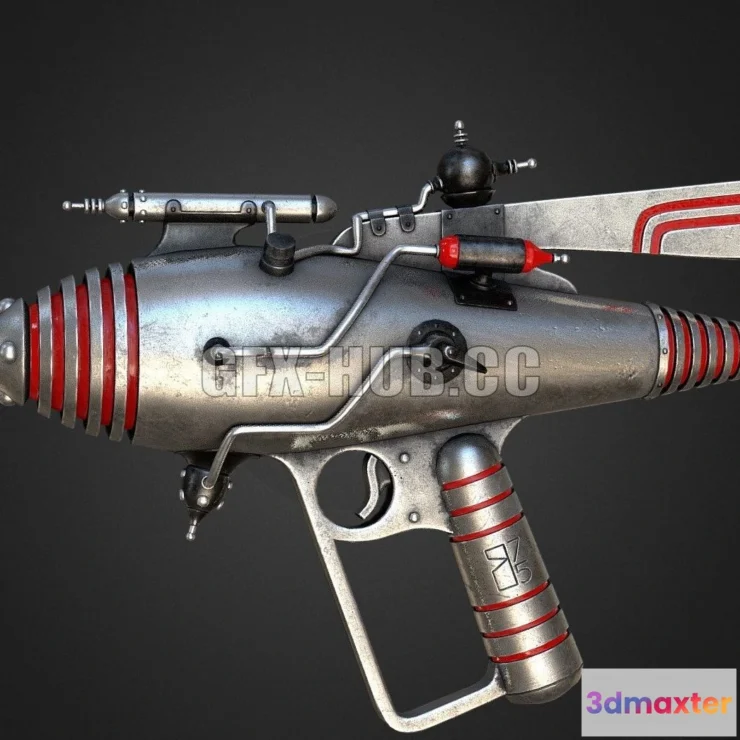 1187886 - PBR Game 3D Model - Pearce 75 atom ray gun