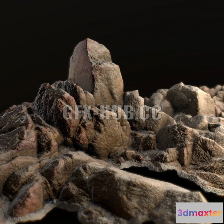 1187938 - PBR Game 3D Model - Photoscanned rock low poly