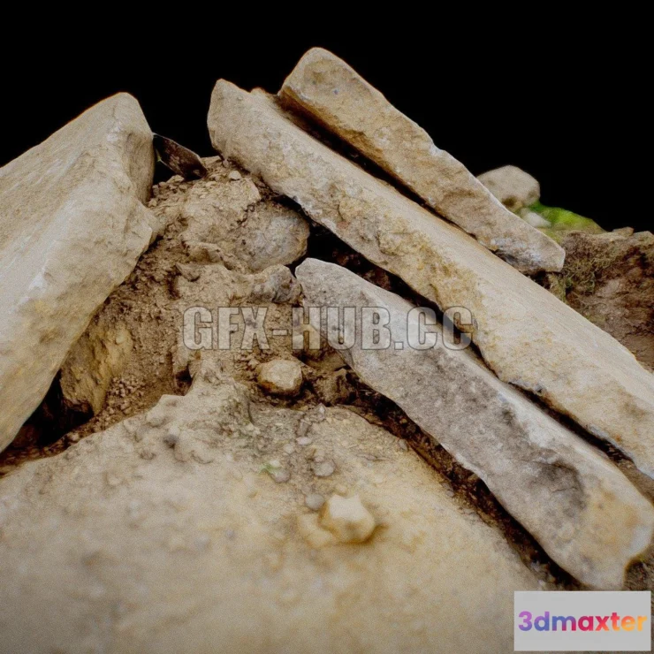 1187956 - PBR Game 3D Model - Pile Of Rocks