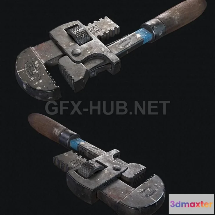 1187994 - PBR Game 3D Model - Pipe wrench PBR