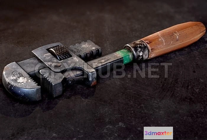 1187996 - PBR Game 3D Model - Pipe wrench
