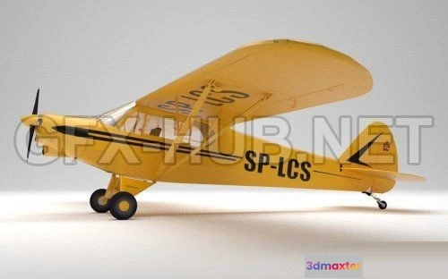 1187998 - PBR Game 3D Model - Piper PA-18 Supercub Low Poly VR AR low-poly