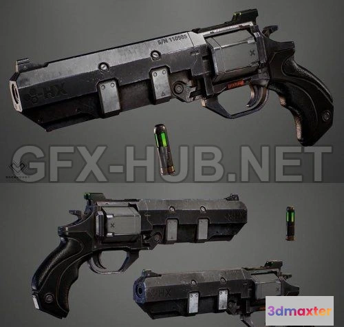 1188020 - PBR Game 3D Model - Plasma Revolver