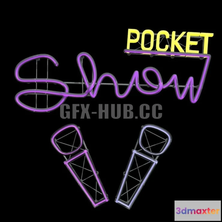 1188040 - PBR Game 3D Model - Pocket Show neon sign