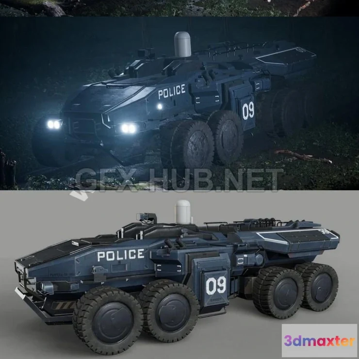 1188044 - PBR Game 3D Model - Police APC