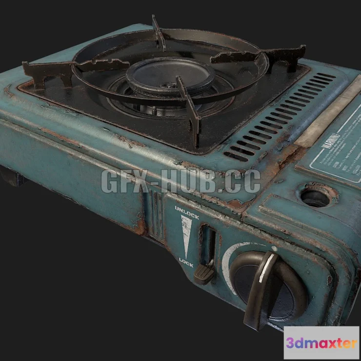 1188068 - PBR Game 3D Model - Portable Gas Stove PBR