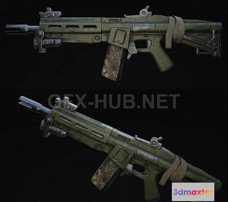 1188088 - PBR Game 3D Model - Post Apocalypse Scifi Rifle 1