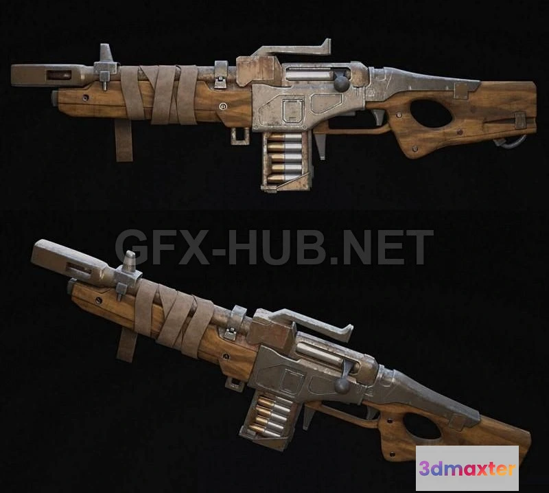 1188090 - PBR Game 3D Model - Post Apocalypse Scifi Rifle