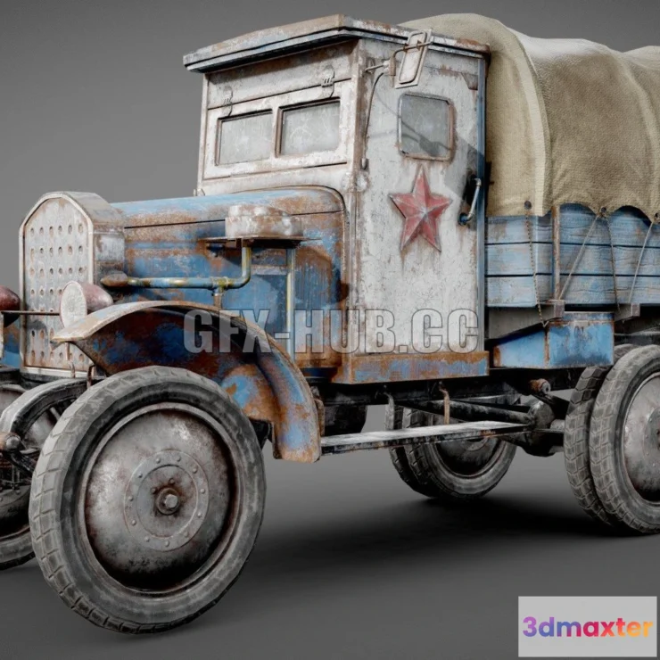 1188102 - PBR Game 3D Model - Postapocalypse truck level 1