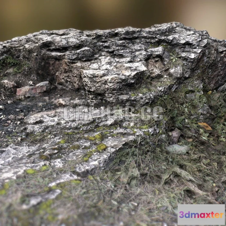 1188174 - PBR Game 3D Model - Protruding white rock 1