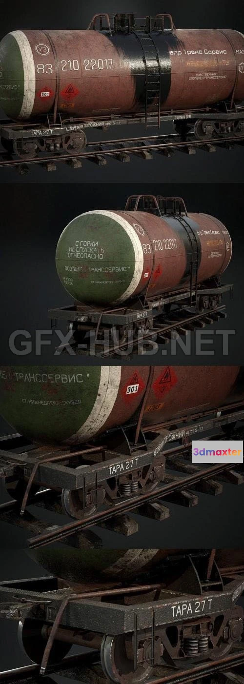 1188220 - PBR Game 3D Model - RAILROAD TANK WAGON