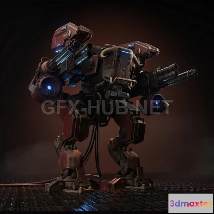 1188266 - PBR Game 3D Model - Red Bull Mech