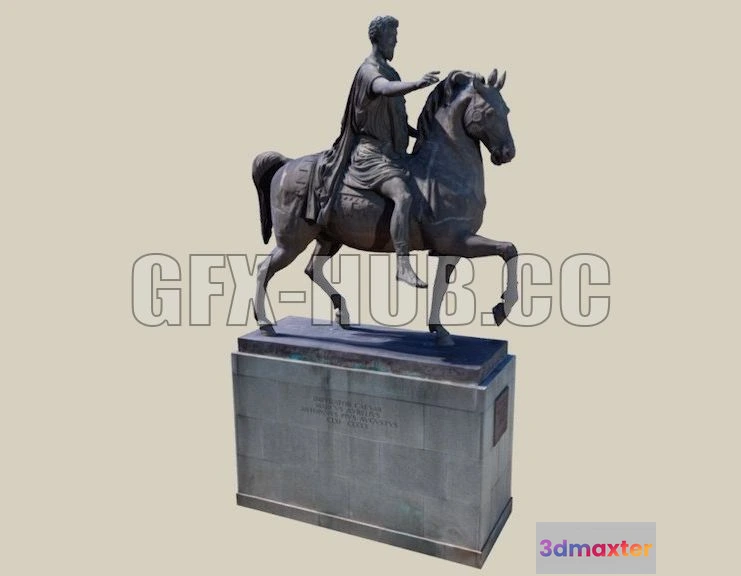 1188278 - PBR Game 3D Model - Reiterstatue Marc Aurel