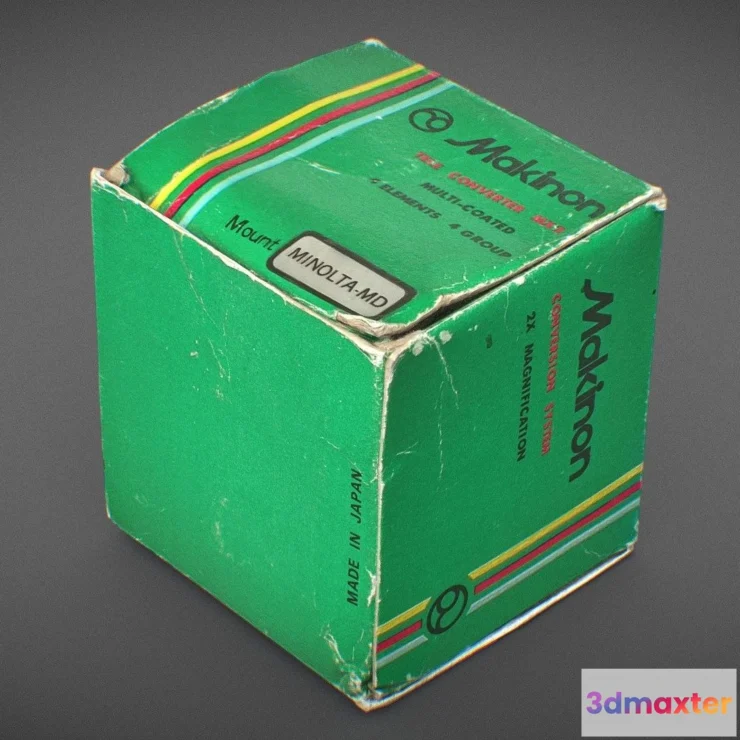 1188312 - PBR Game 3D Model - Retro Makinon lens teleconverter packaging