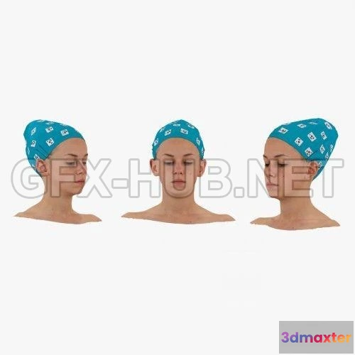 1188330 - PBR Game 3D Model - Rhea Human Head Eyes Turn Down AU61 Raw Scan